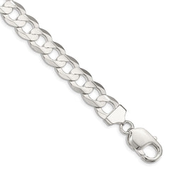 Sterling Silver 9.75mm Concave Beveled Curb Chain - 9
