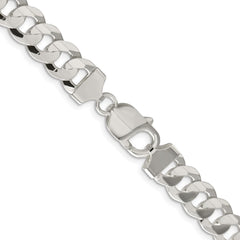 Sterling Silver Rhodium-plated 9.75mm Concave Beveled Curb Chain - 3