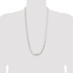 Sterling Silver Rhodium-plated 9.75mm Concave Beveled Curb Chain