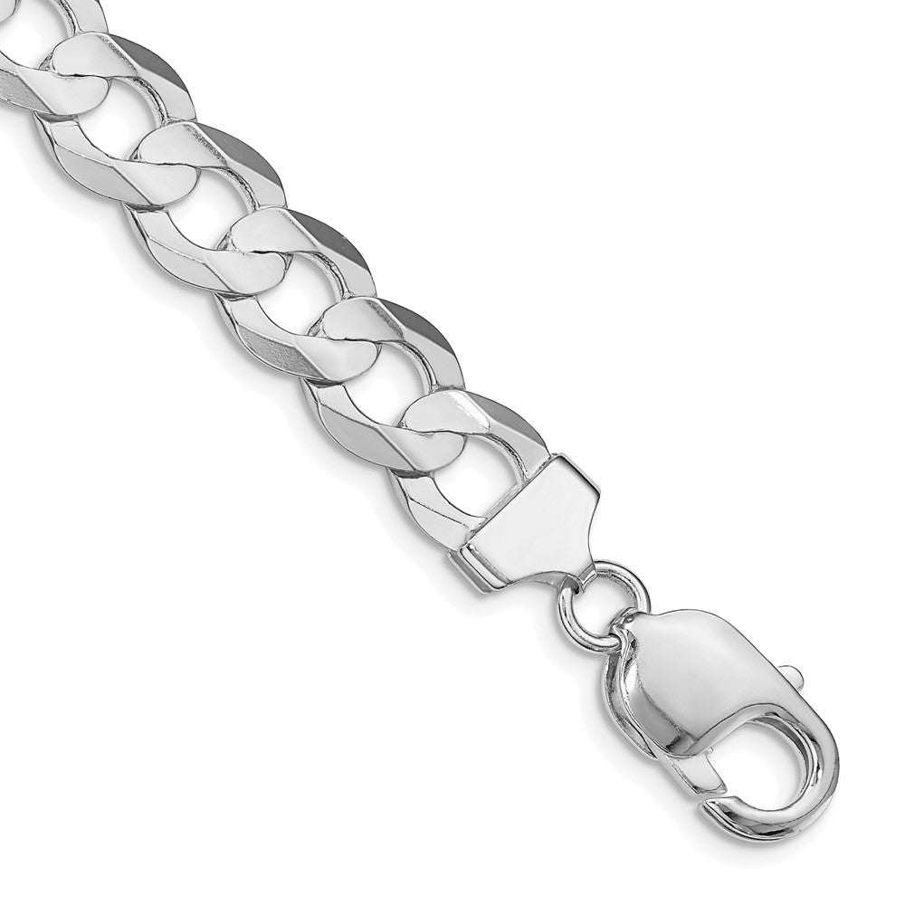 Sterling Silver Rhodium-plated 9.75mm Concave Beveled Curb Chain - 9