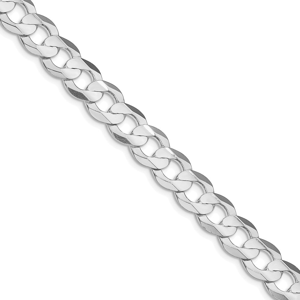 Sterling Silver Rhodium-plated 9.75mm Concave Beveled Curb Chain - 4