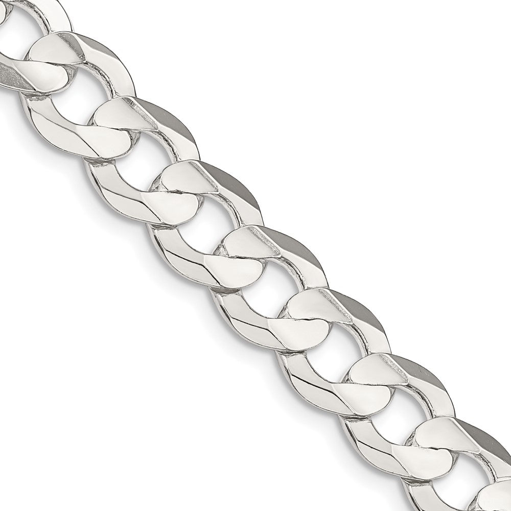Sterling Silver 9.75mm Concave Beveled Curb Chain - 7