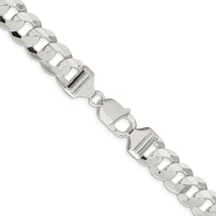 Sterling Silver 11.9mm Concave Beveled Curb Chain - 6
