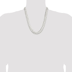 Sterling Silver Rhodium-plated 11.9mm Concave Beveled Curb Chain - 9