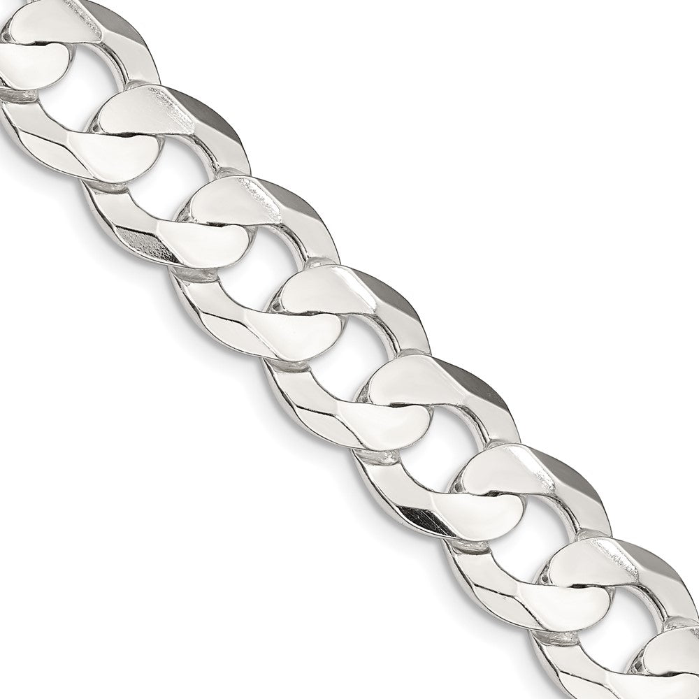 Sterling Silver 11.9mm Concave Beveled Curb Chain - 6