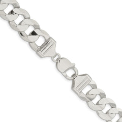 Sterling Silver 14.0mm Concave Beveled Curb Chain - 4