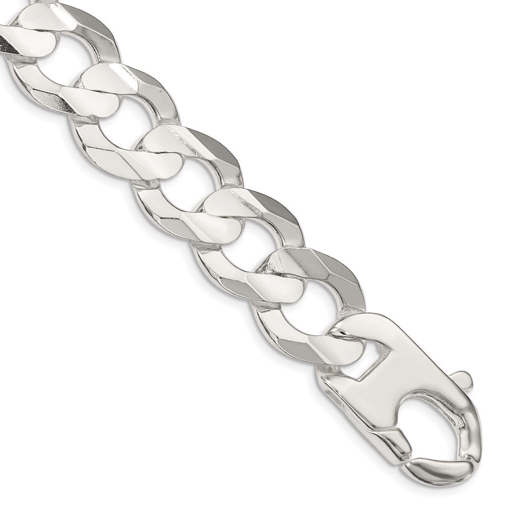 Sterling Silver 15.75mm Concave Beveled Curb Chain - 5
