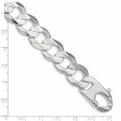 Sterling Silver Rhodium-plated 15.75mm Concave Beveled Curb Chain - 6