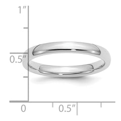 Sterling Silver Rhodium-plated 3mm Comfort Fit Size 7 Band