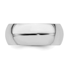 Sterling Silver Rhodium-plated 8mm Comfort Fit Size 5.5 Band