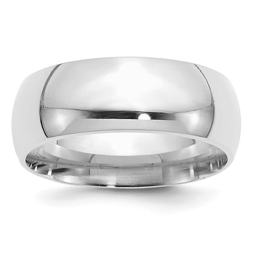 Sterling Silver Rhodium-plated 8mm Comfort Fit Size 5.5 Band