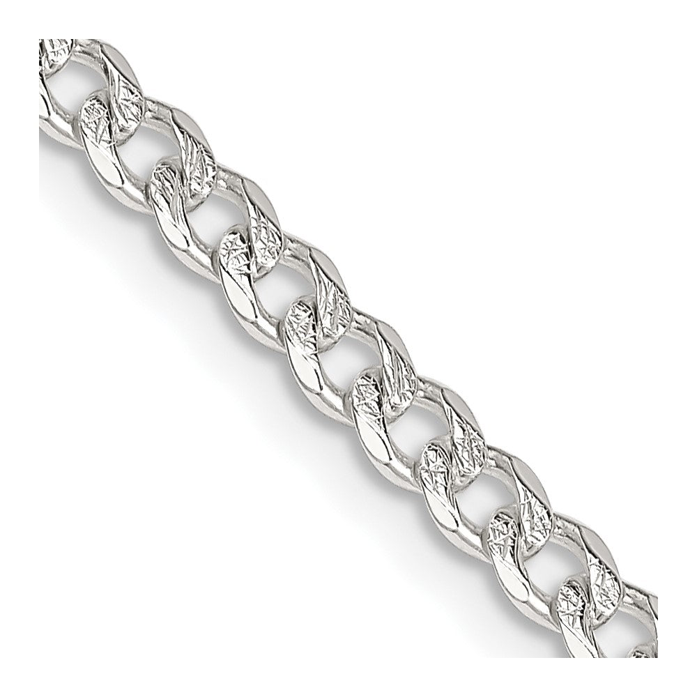 Sterling Silver 3.8mm Pavâ Curb Chain - 8