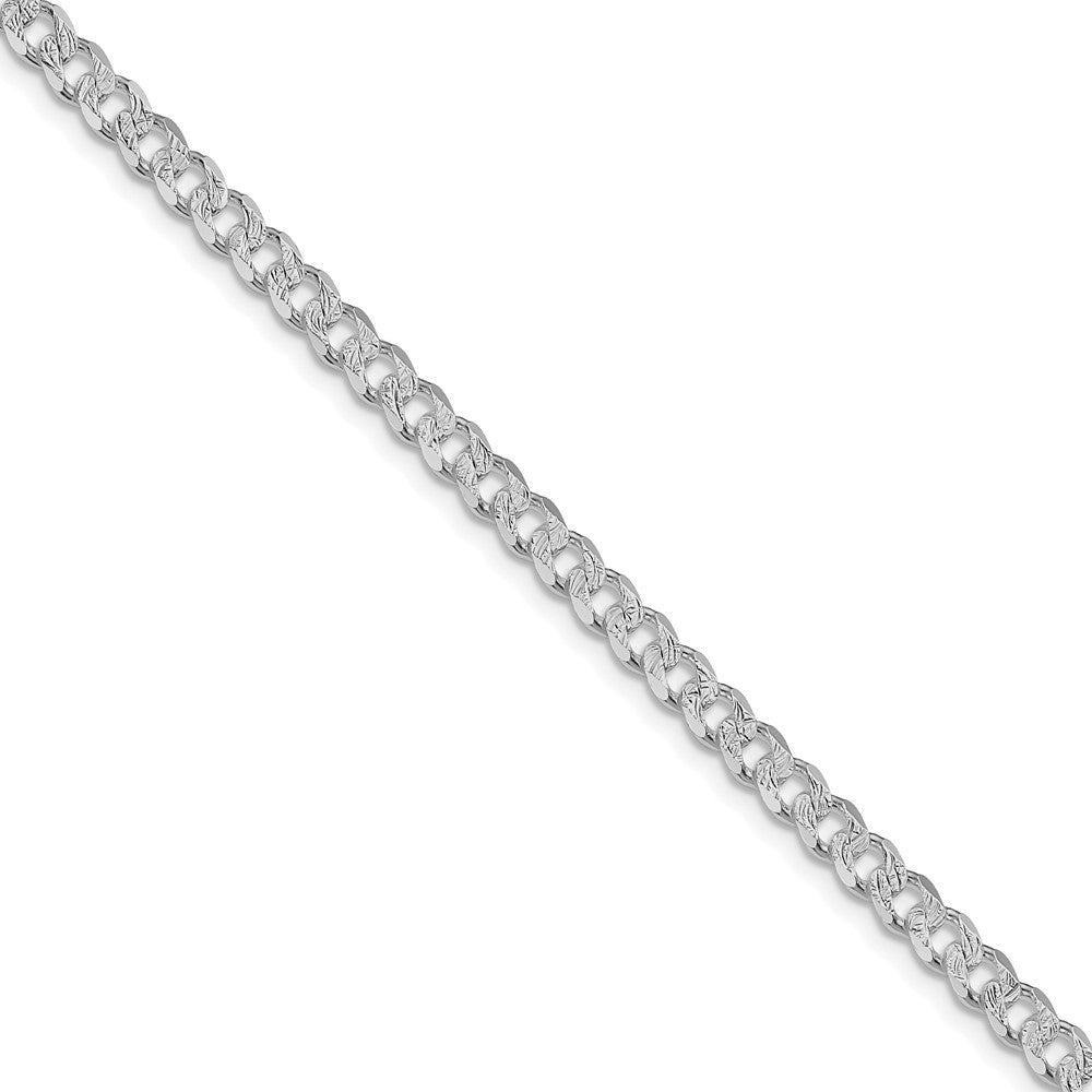 Sterling Silver Rhodium-plated 4.5mm Pave Curb Chain