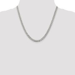 Sterling Silver 5.5mm Pavâ Curb Chain - 7