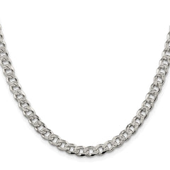 Sterling Silver Rhodium-plated 5.5mm Pavâ Curb Chain