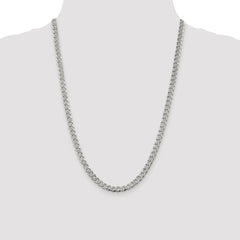 Sterling Silver Rhodium-plated 5.5mm Pavâ Curb Chain - 6