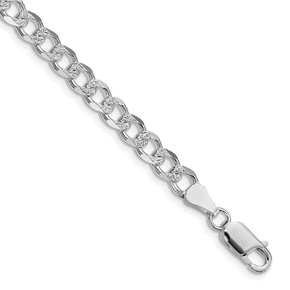 Sterling Silver Rhodium-plated 5.5mm Pavâ Curb Chain - 8