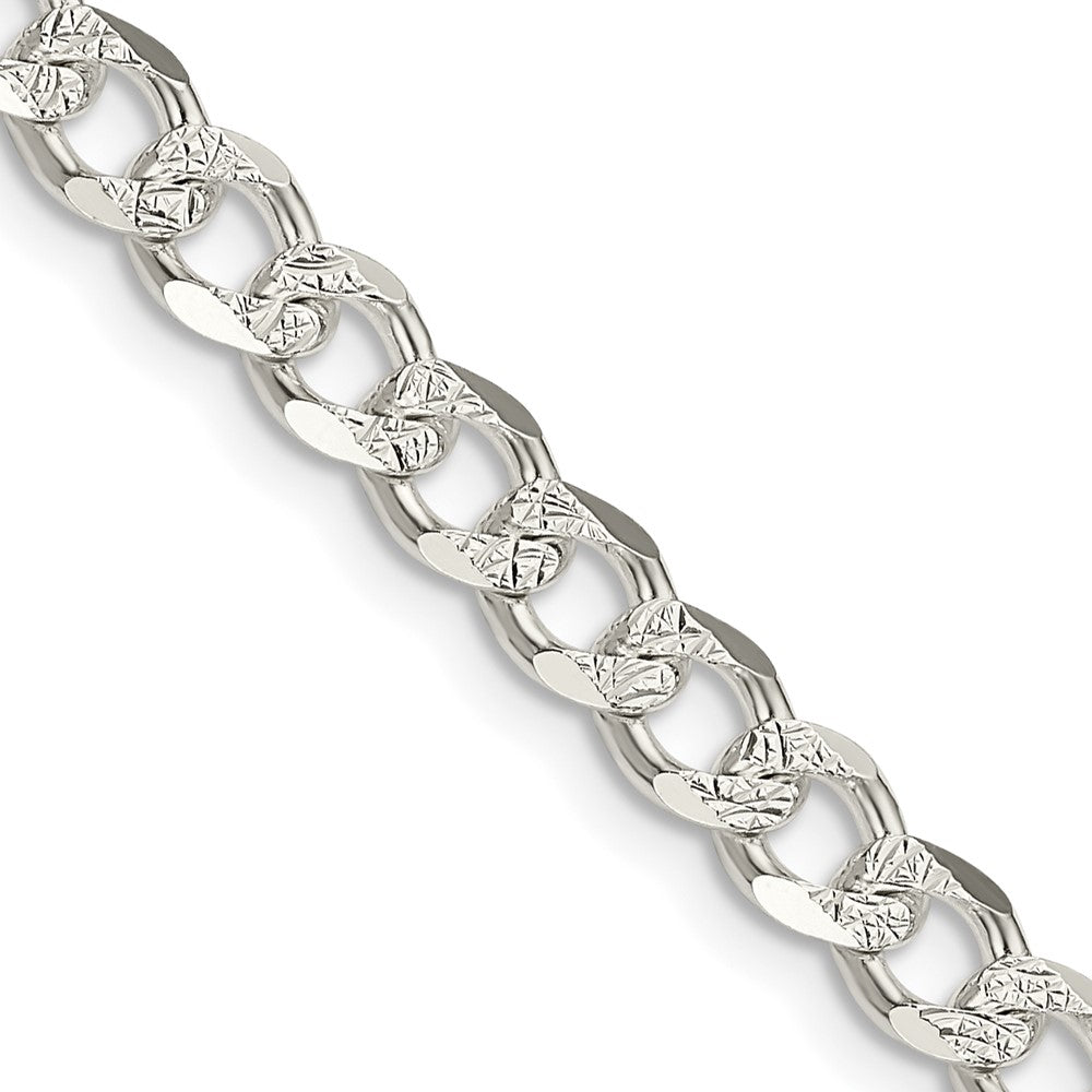 Sterling Silver 5.5mm Pavâ Curb Chain - 7