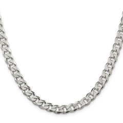 Sterling Silver 7mm Pavâ Curb Chain - 6