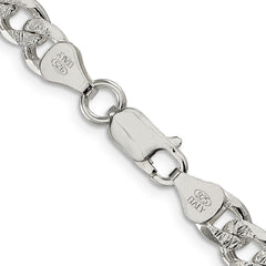 Sterling Silver 7mm Pavâ Curb Chain - 6