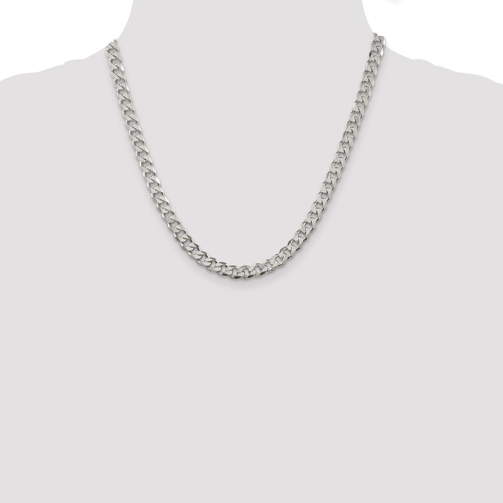 Sterling Silver 7mm Pav‚ Curb Chain