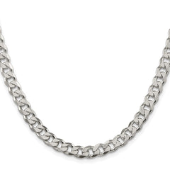 Sterling Silver Rhodium-plated 7mm Pavâ Curb Chain - 6