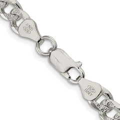 Sterling Silver Rhodium-plated 7mm Pave Curb Chain - 2