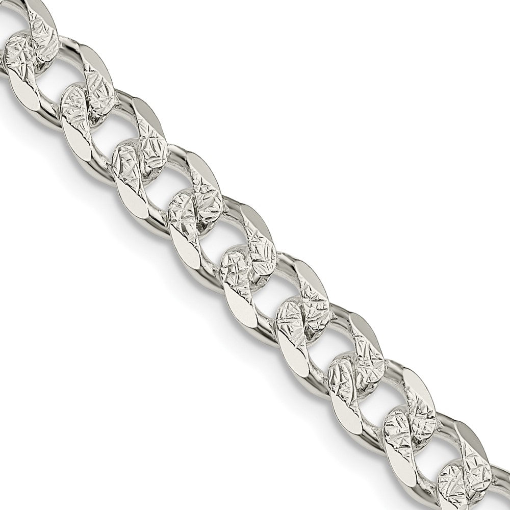 Sterling Silver 7mm Pavâ Curb Chain - 6