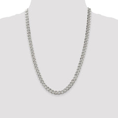 Sterling Silver 7.5mm Pavâ Curb Chain - 5