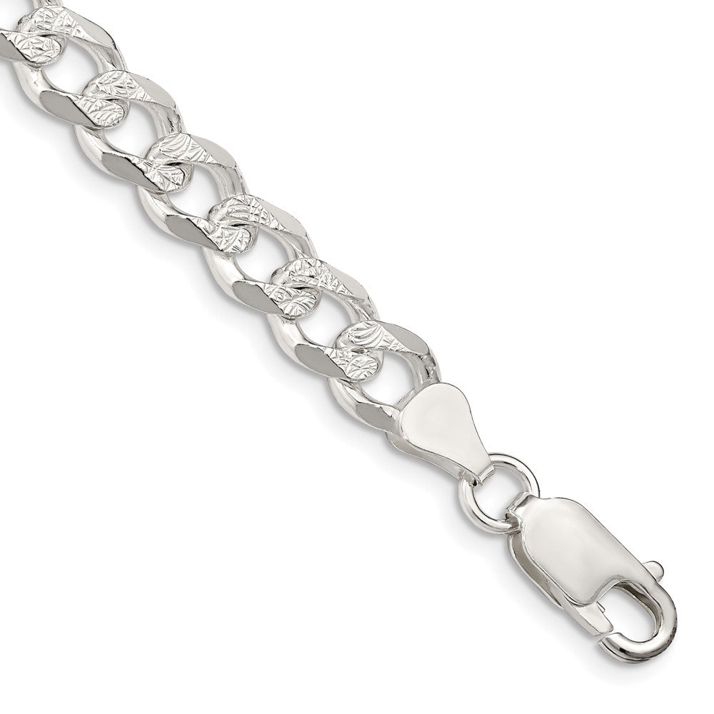 Sterling Silver 7.5mm Pavâ Curb Chain - 6