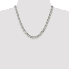 Sterling Silver Rhodium-plated 7.5mm Pavâ Curb Chain - 2