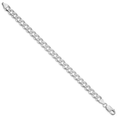 Sterling Silver Rhodium-plated 7.5mm Pavâ Curb Chain