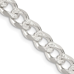 Sterling Silver 7.5mm Pavâ Curb Chain - 5