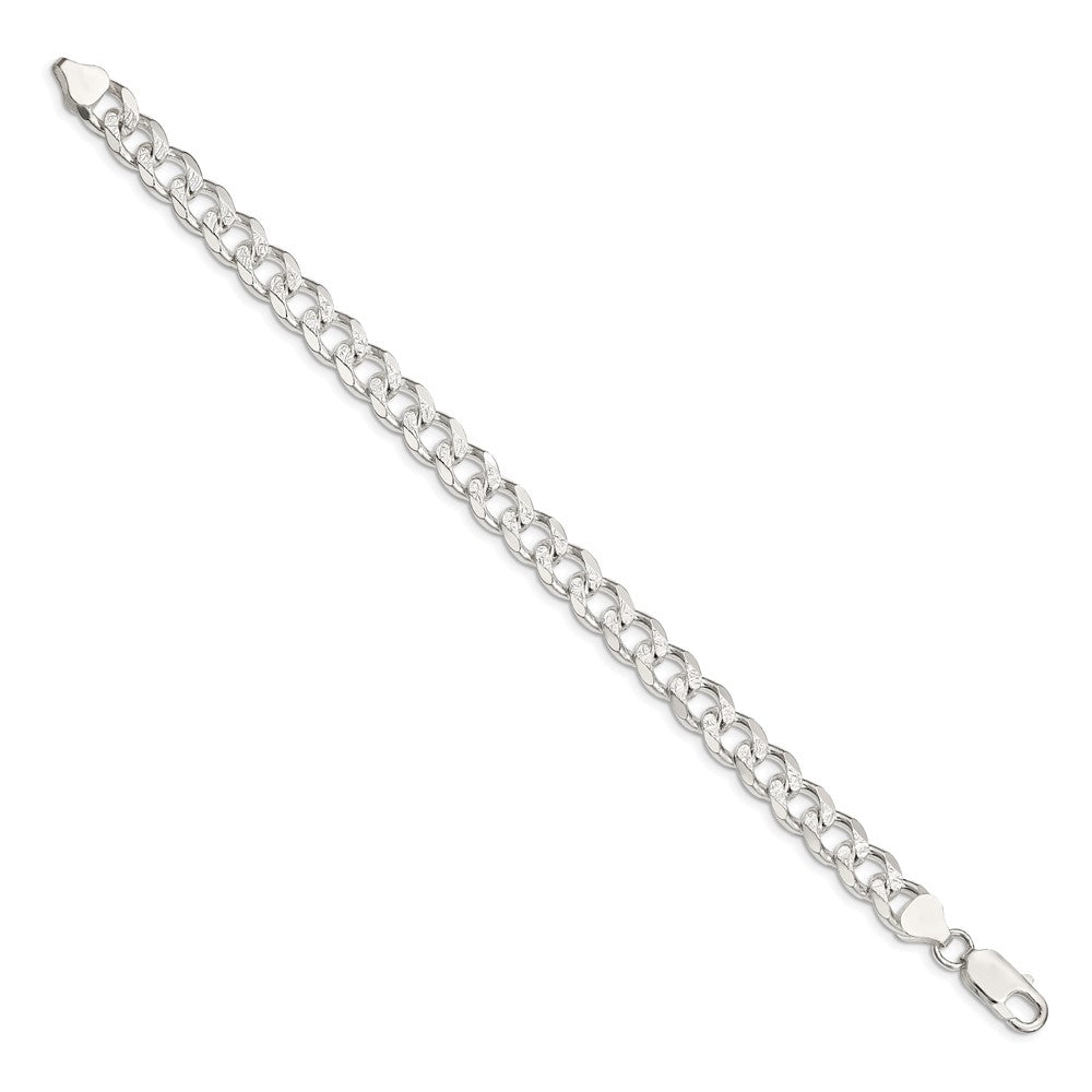 Sterling Silver 8.3mm Pavâ Curb Chain - 6