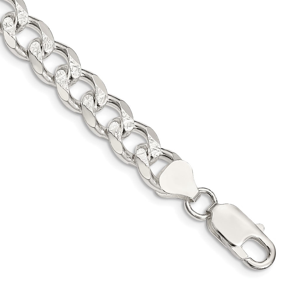 Sterling Silver 8.3mm Pavâ Curb Chain - 6