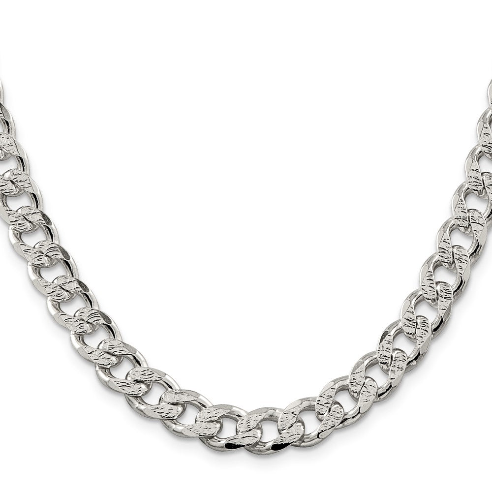 Sterling Silver 9.3mm Pav‚ Curb Chain