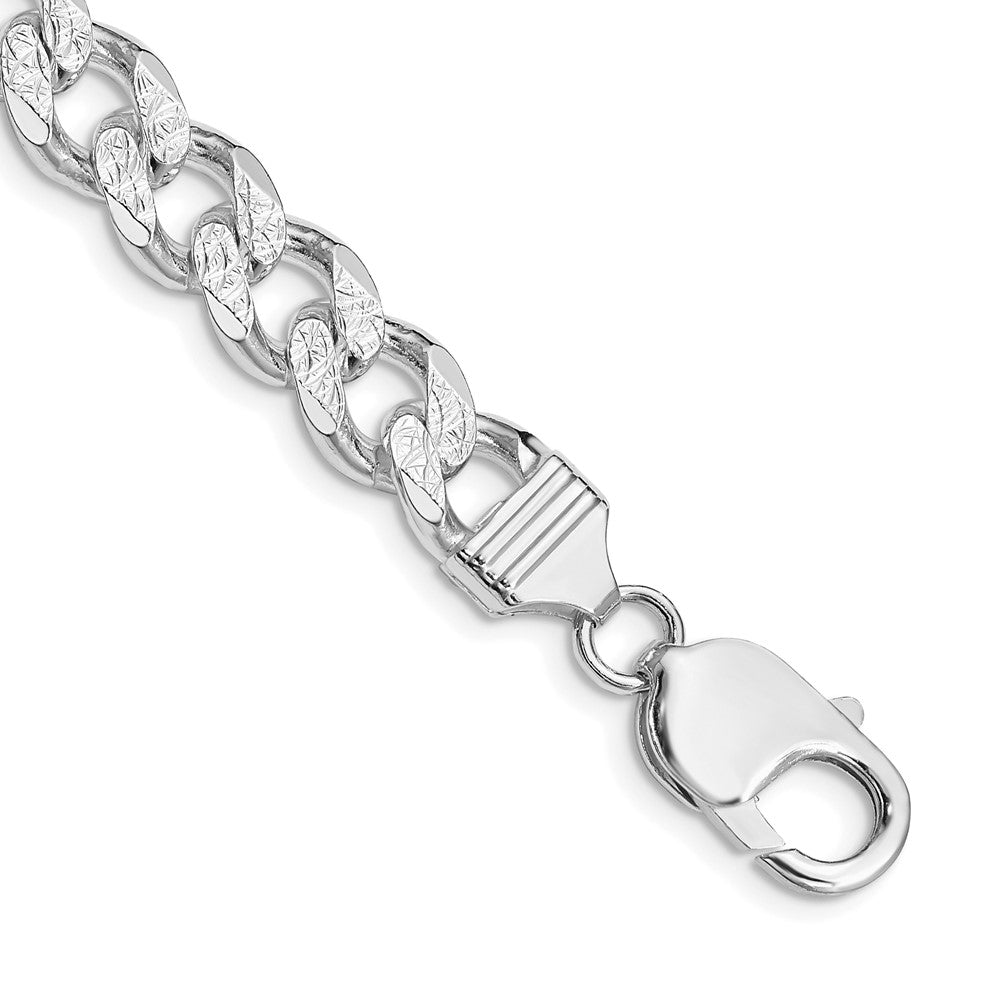 Sterling Silver Rhodium-plated 9.3mm Pavâ Curb Chain - 4