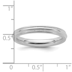 Sterling Silver Rhodium-plated 3mm Comfort Fit Milgrain Size 4 Band