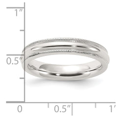 Sterling Silver 4mm Comfort Fit Half Round Milgrain Size 12 Band
