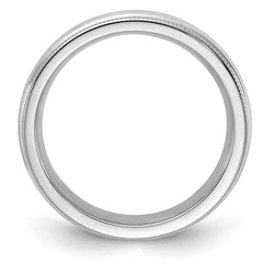 Sterling Silver Rhodium-plated 4mm Comfort Fit Milgrain Size 7.5 Band