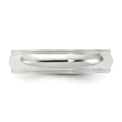 Sterling Silver 5mm Comfort Fit Half Round Milgrain Size 13.5 Band