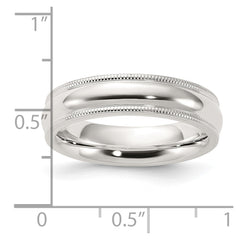 Sterling Silver 5mm Comfort Fit Half Round Milgrain Size 9 Band