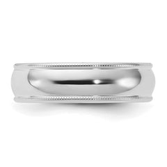 Sterling Silver Rhodium-plated 6mm Comfort Fit Milgrain Size 9.5 Band