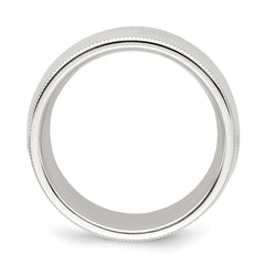 Sterling Silver 8mm Comfort Fit Half Round Milgrain Size 6 Band