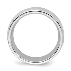Sterling Silver Rhodium-plated 8mm Comfort Fit Milgrain Size 6 Band