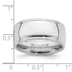 Sterling Silver Rhodium-plated 9mm Comfort Fit Milgrain Size 6 Band