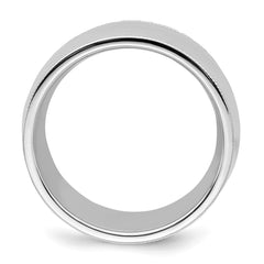 Sterling Silver Rhodium-plated 10mm Comfort Fit Milgrain Size 9.5 Band