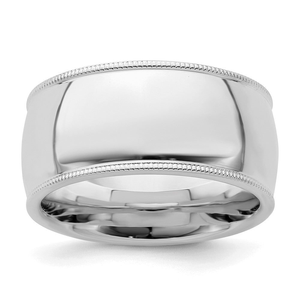 Sterling Silver Rhodium-plated 10mm Comfort Fit Milgrain Size 5.5 Band
