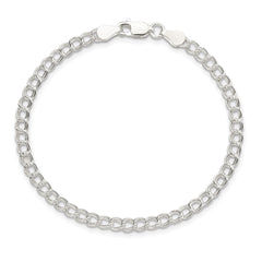 Sterling Silver 3.5mm Solid Double Link Charm Bracelet - 4