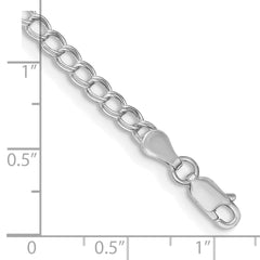Sterling Silver RH-plated 3.5mm Solid Double Link Charm Child's Bracelet - 2